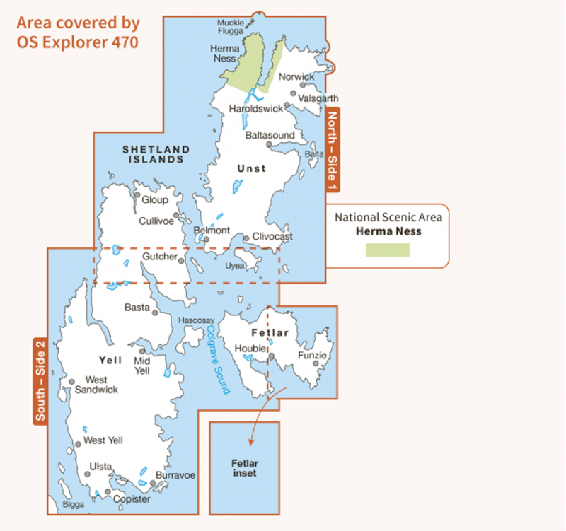 OS Explorer Map 470 - Shetland - Unst Yell and Fetlar-1